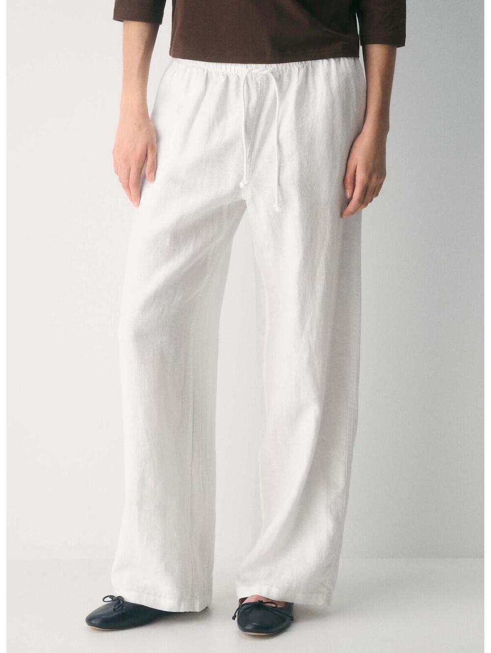 Athleta Women’s XL Classic White 100% Linen Paradise Mid Rise Wide Leg Pant